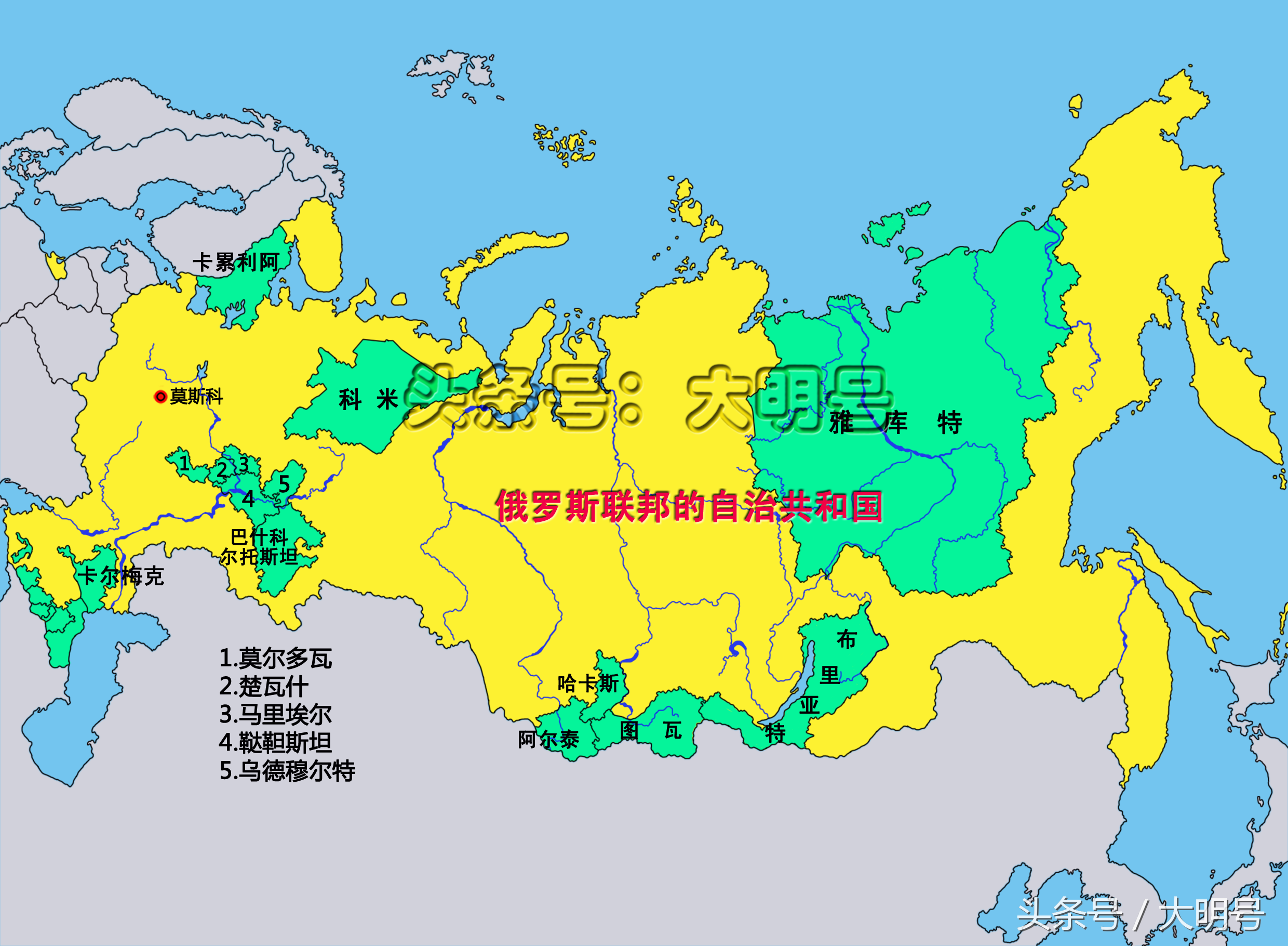 俄罗斯联邦21个共和国划分高清图地图（与普通的行政区有何不同）